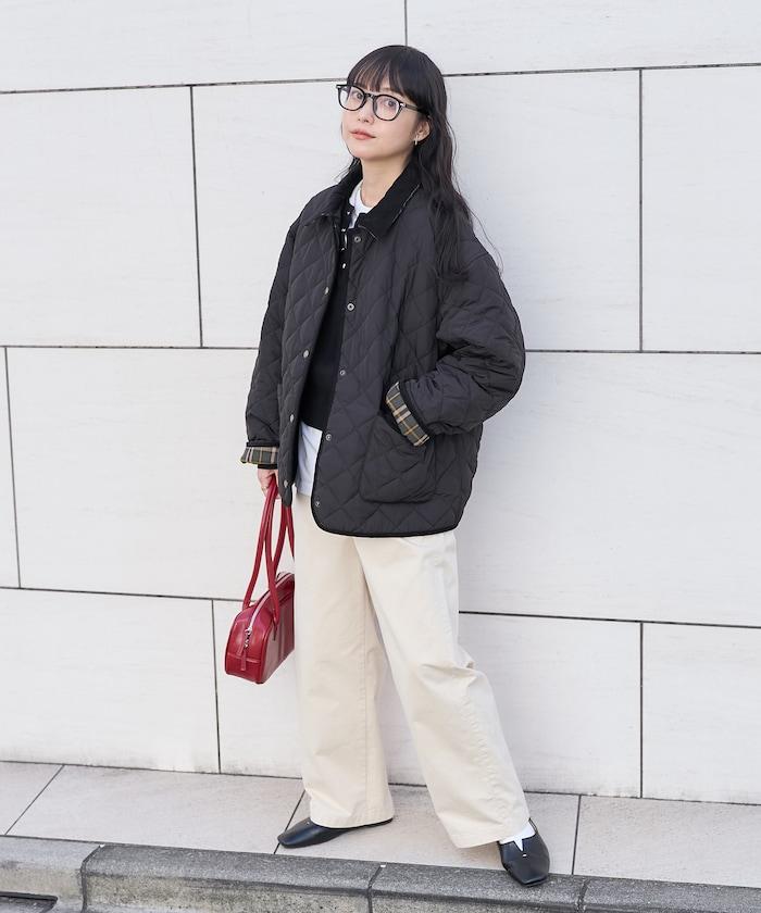 PRIMALOFT 菱形絎縫帶領中長款大衣