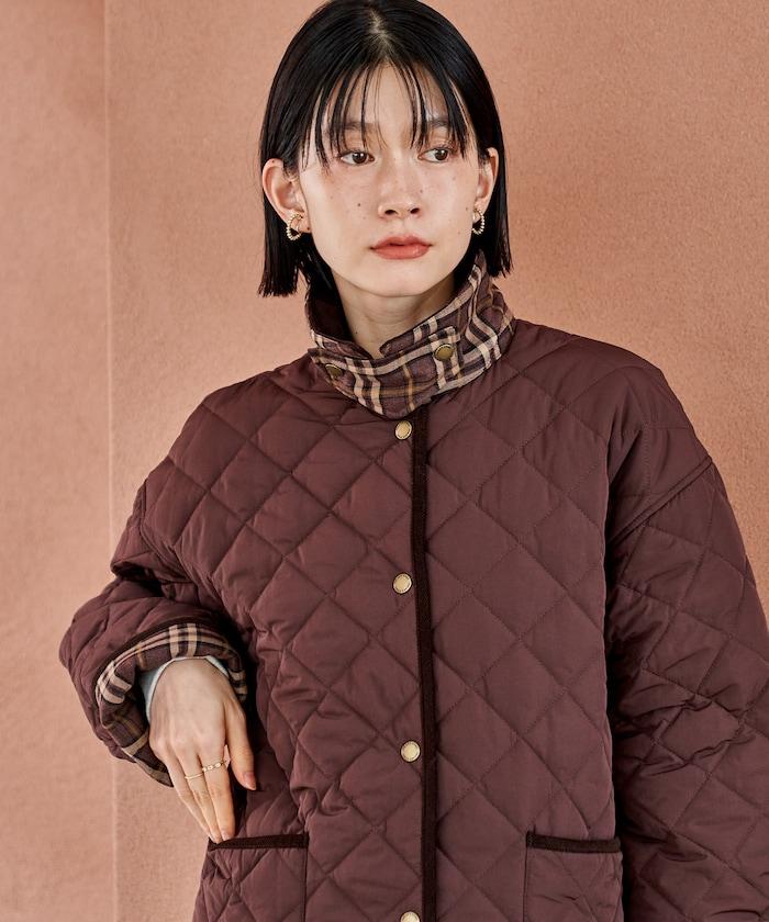 PRIMALOFT 菱形絎縫帶領中長款大衣