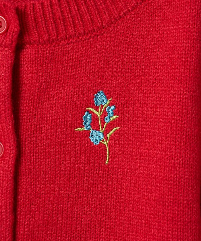 花卉刺繡圓領針織開衫