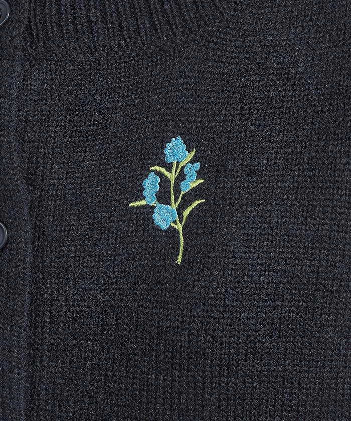花卉刺繡圓領針織開衫