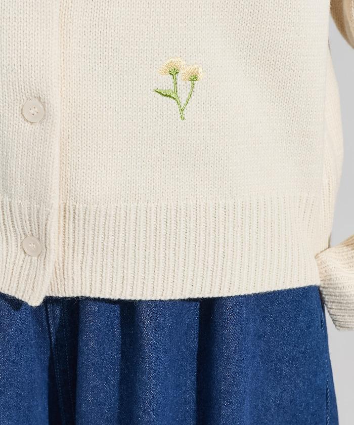 花卉刺繡圓領針織開衫