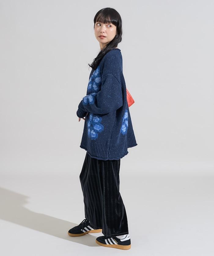 花卉提花針織套頭衫