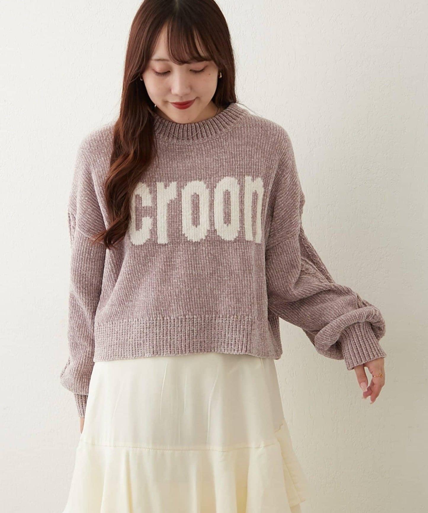 天鵝絨毛線標誌針織衫