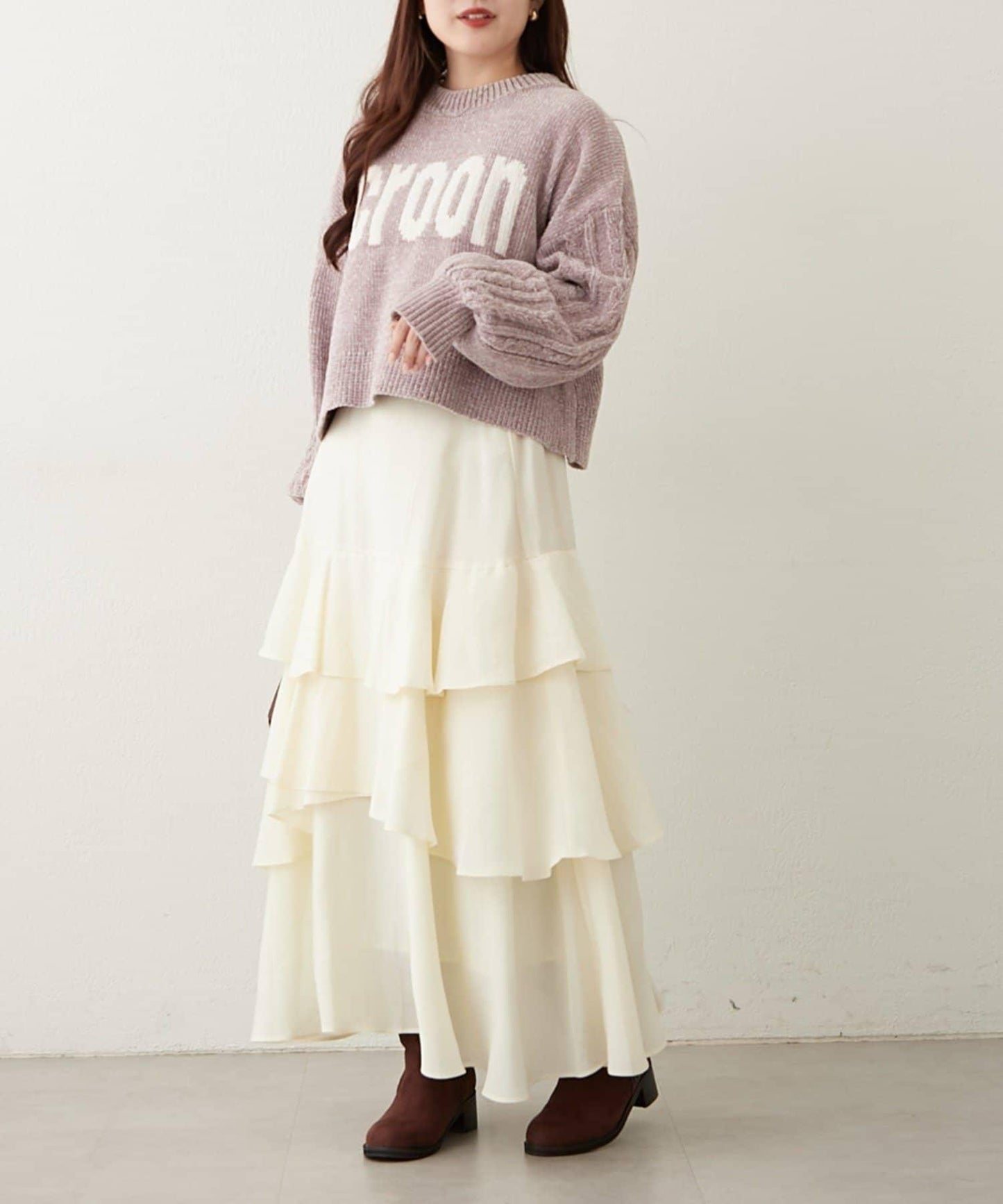 天鵝絨毛線標誌針織衫