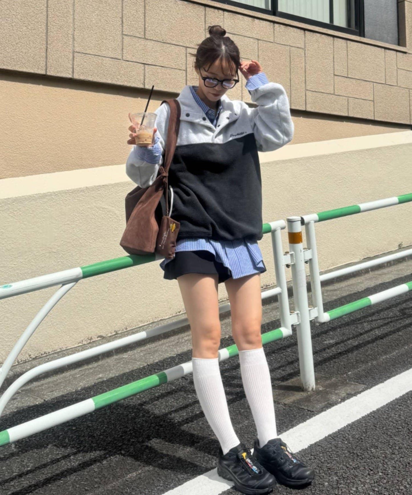 【UNISEX】附化妝包麂皮單肩包