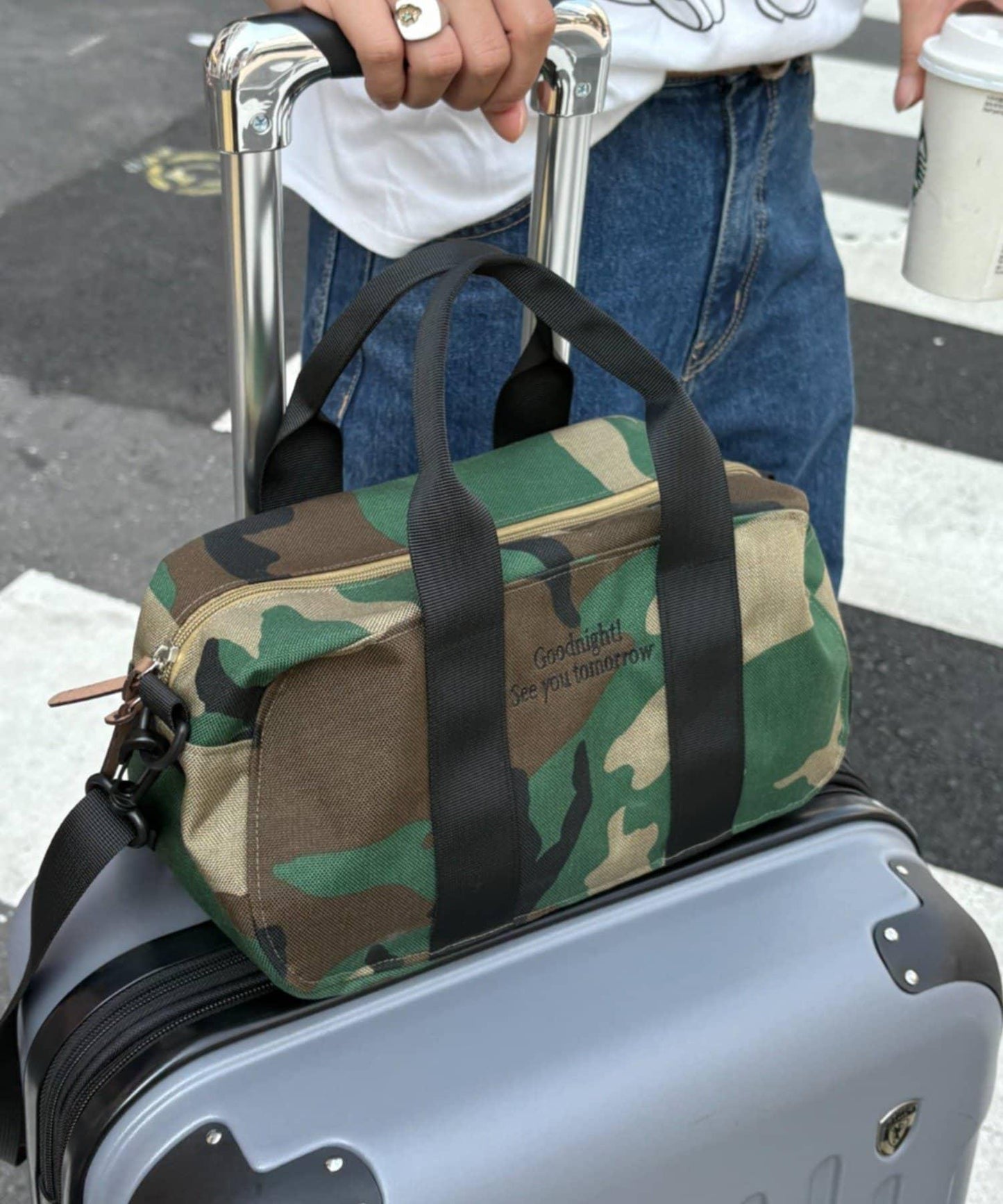 【UNISEX】尼龍拼色迷你波士頓包