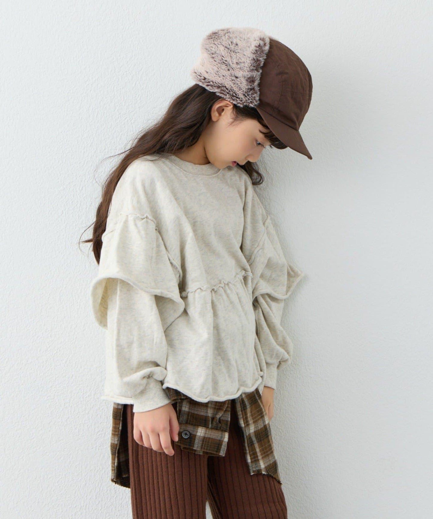 【KIDS】水洗工藝荷葉邊衛衣