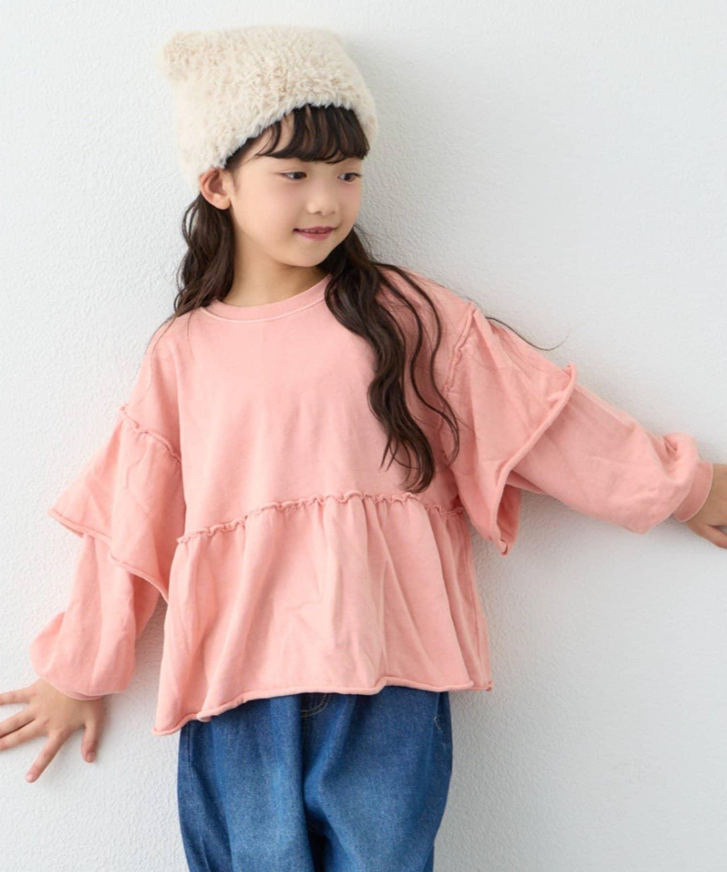 【KIDS】水洗工藝荷葉邊衛衣