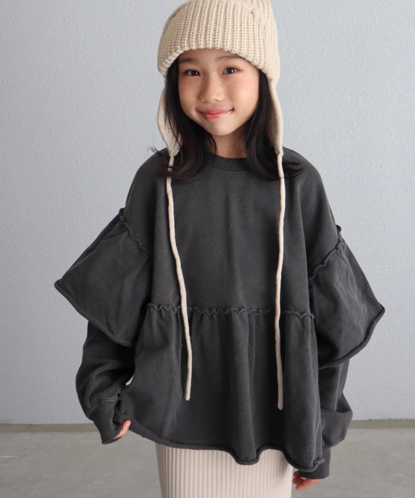 【KIDS】水洗工藝荷葉邊衛衣