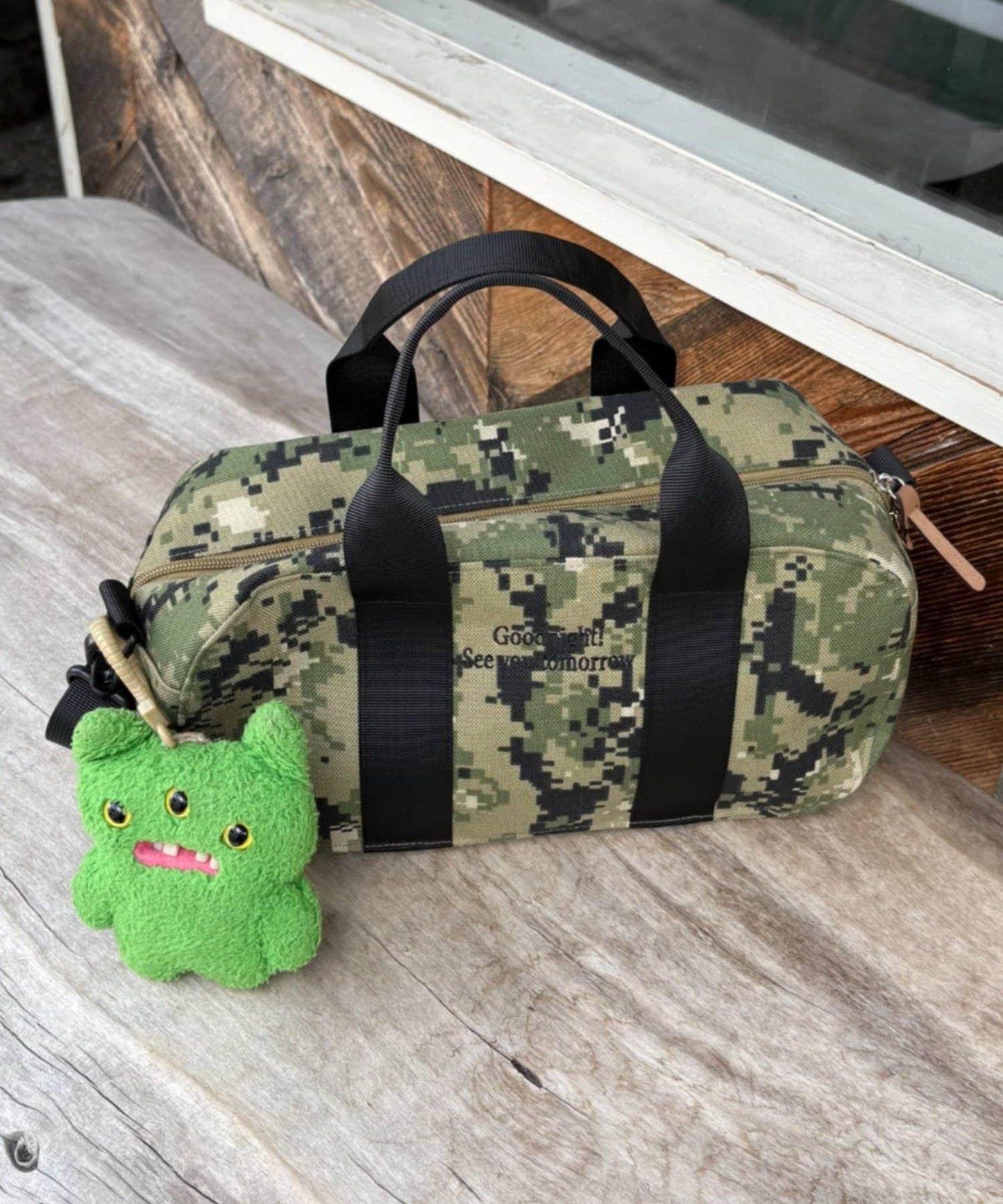 【UNISEX】尼龍拼色迷你波士頓包