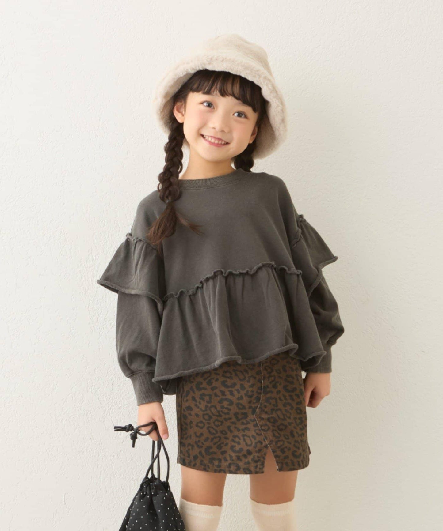 【KIDS】水洗工藝荷葉邊衛衣