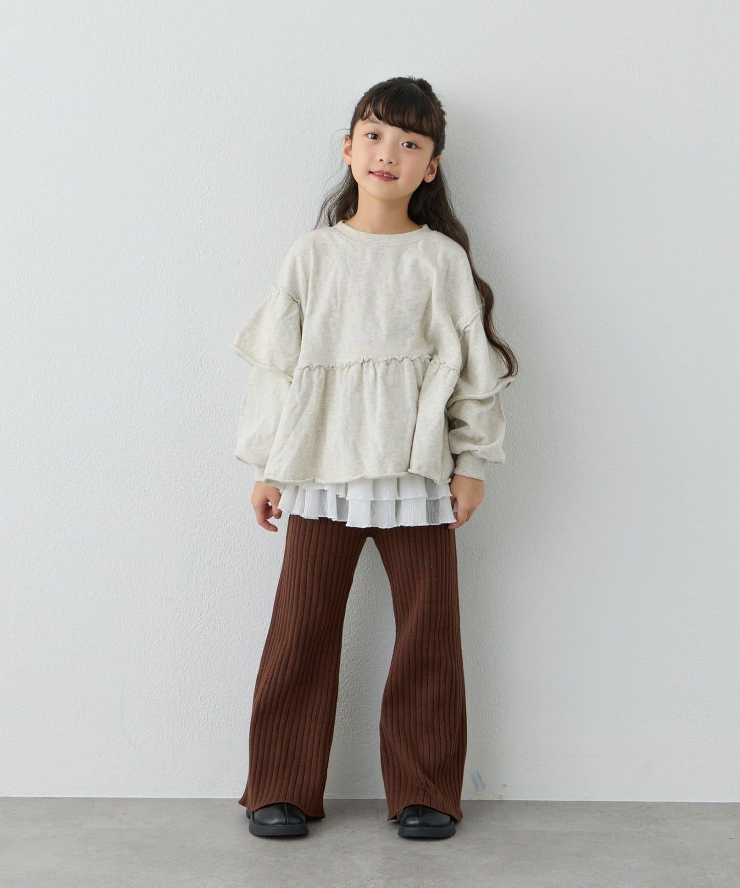 【KIDS】水洗工藝荷葉邊衛衣