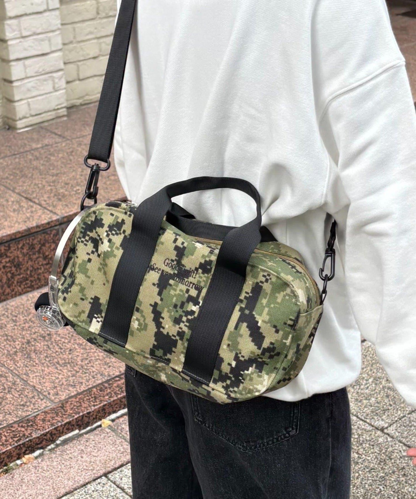 【UNISEX】尼龍拼色迷你波士頓包