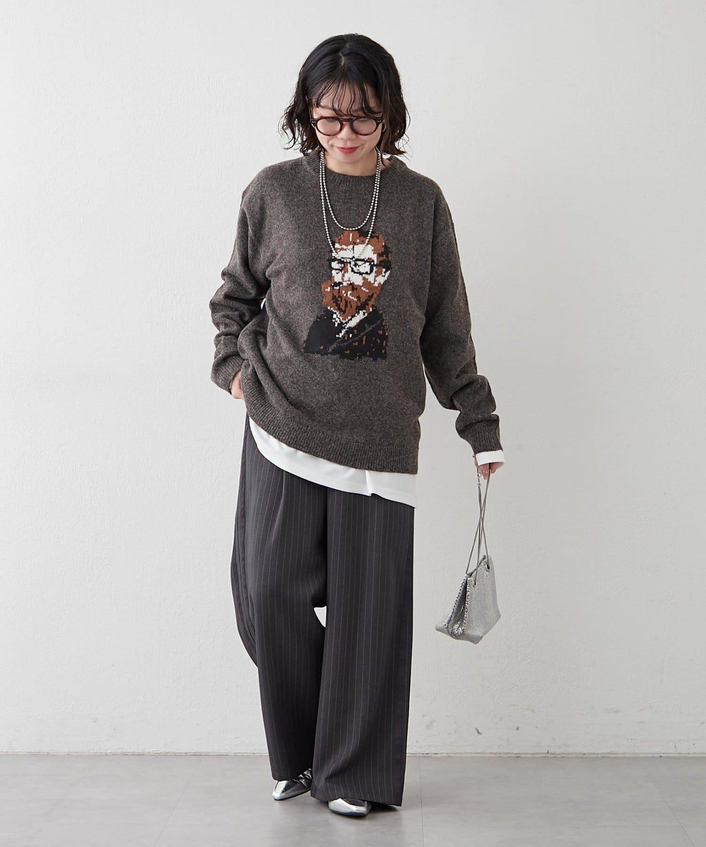 【NUNIFE】細條紋休閒褲