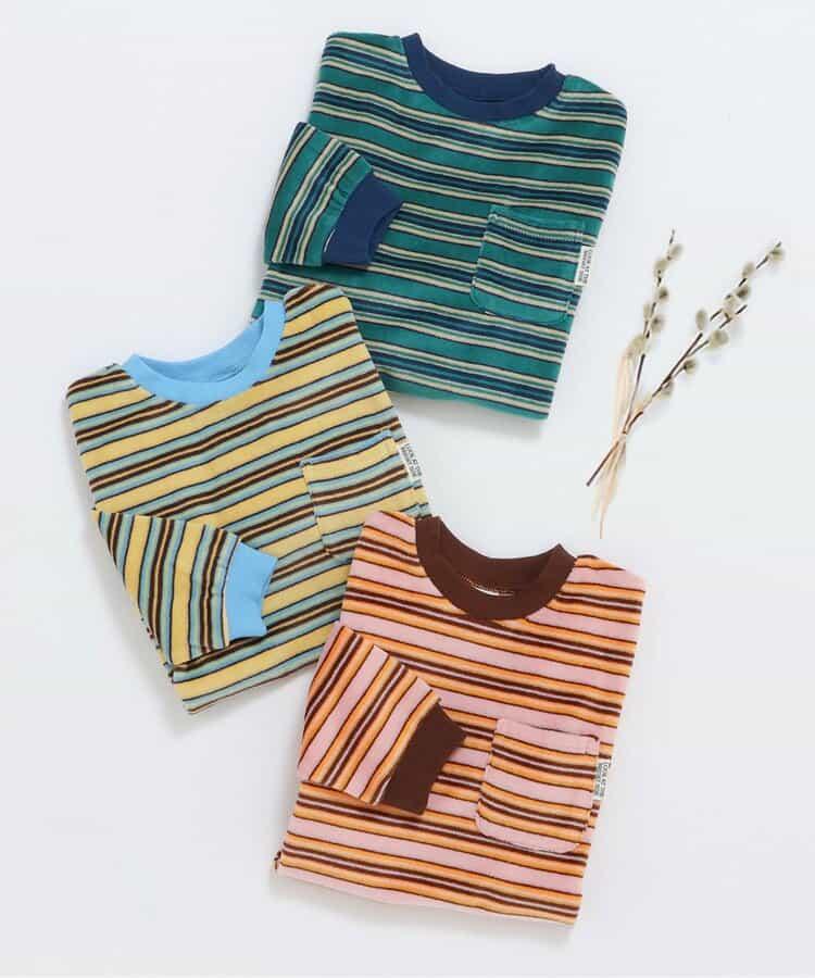 天鵝絨條紋長袖T恤