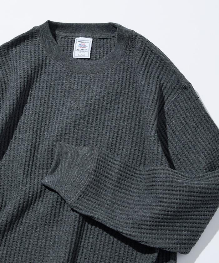 大格子紋圓領保暖內衣