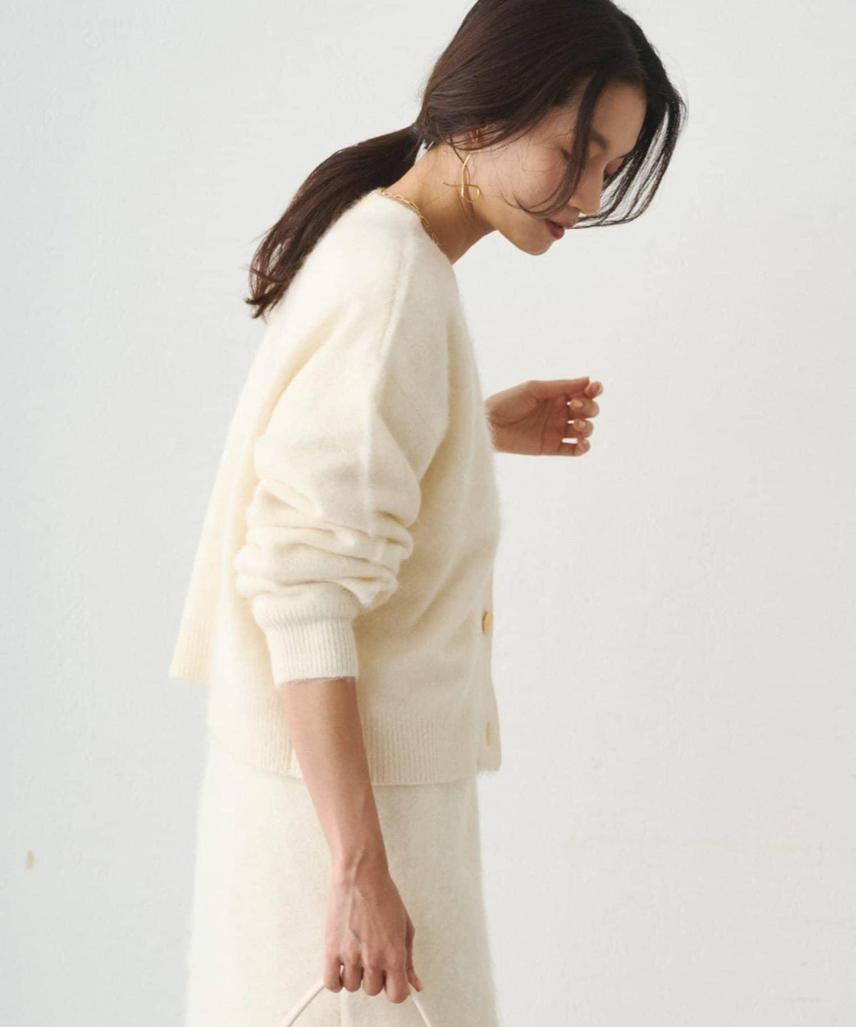 Loungedress 仿貂絨短款針織開衫