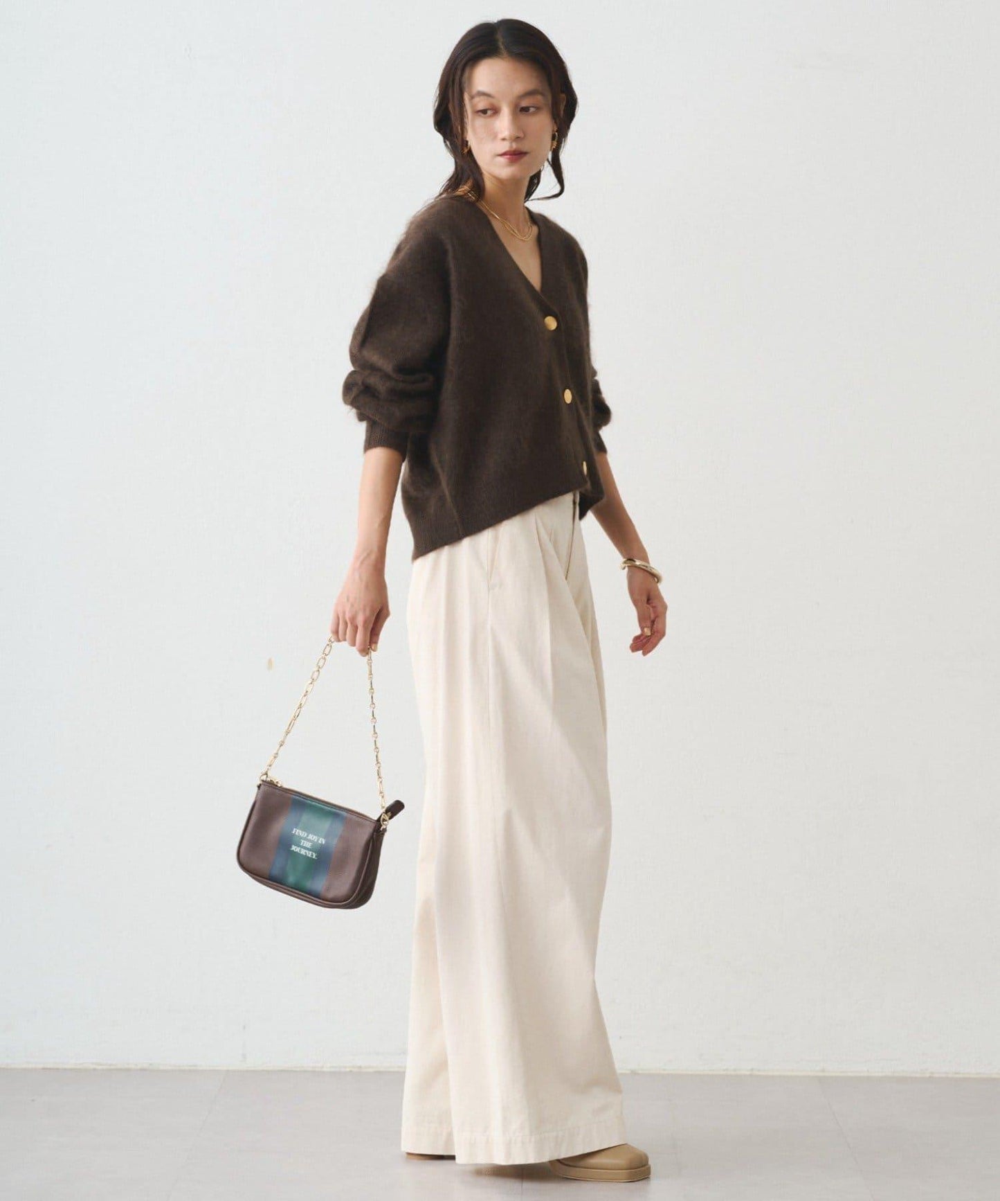 休閒腰帶褶皺長褲