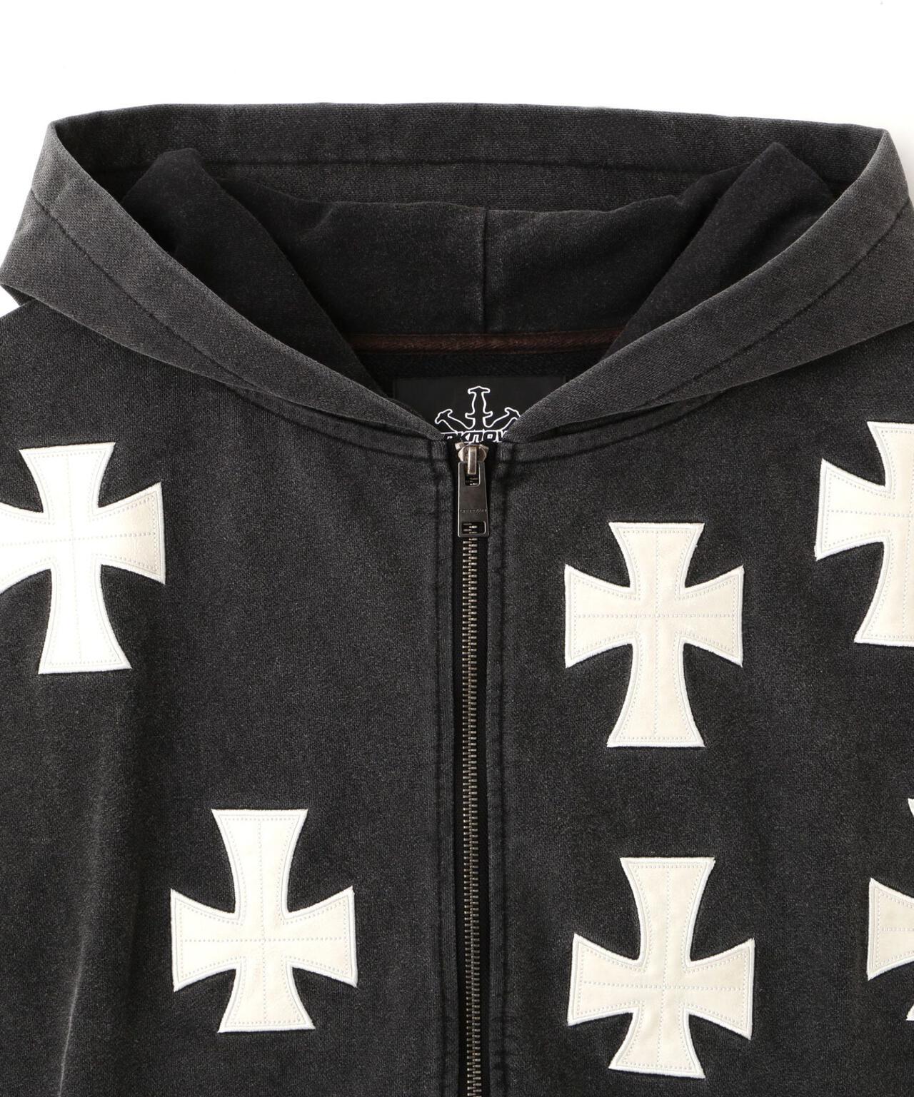 UNKNOWNLONDON/アンノウンロンドン/【LHP限定】皮革十字拉鍊連帽衛衣