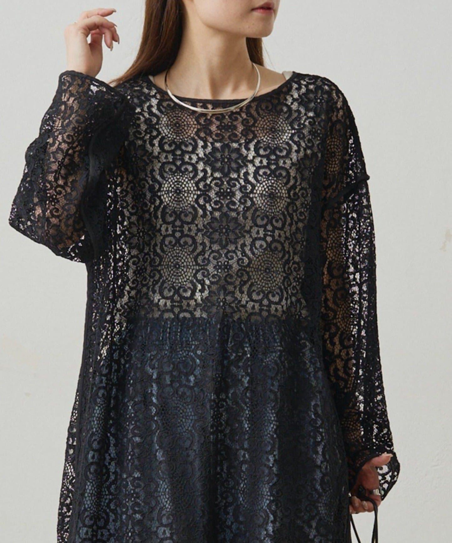 【PUAL CE CIN】雙面風格蕾絲連衣裙