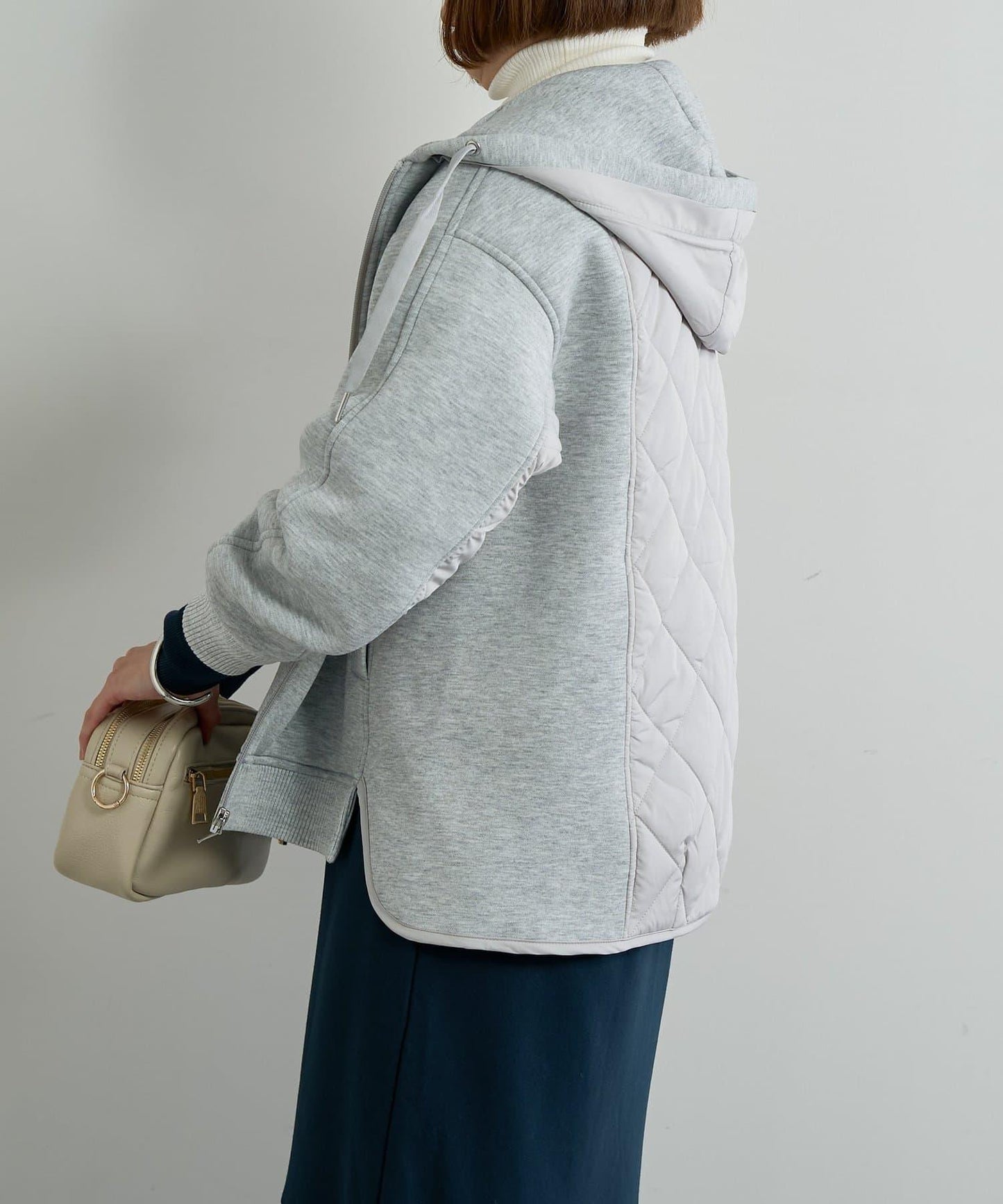 大人休閒風格◎仿麂皮拼接中棉連帽夾克