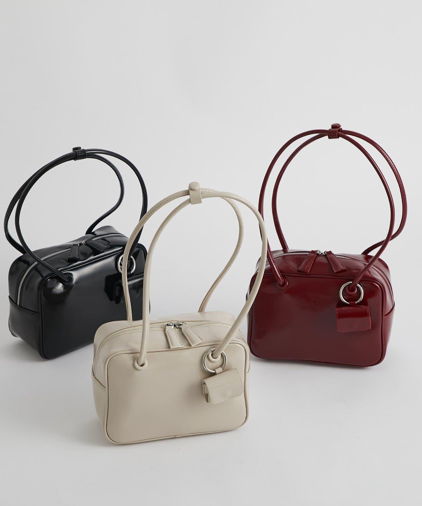 【cache cache】漆皮中號波士頓包