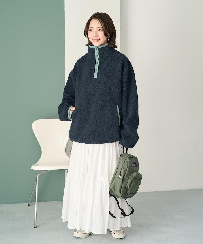 馬卡龍絨毛按扣套頭衫
