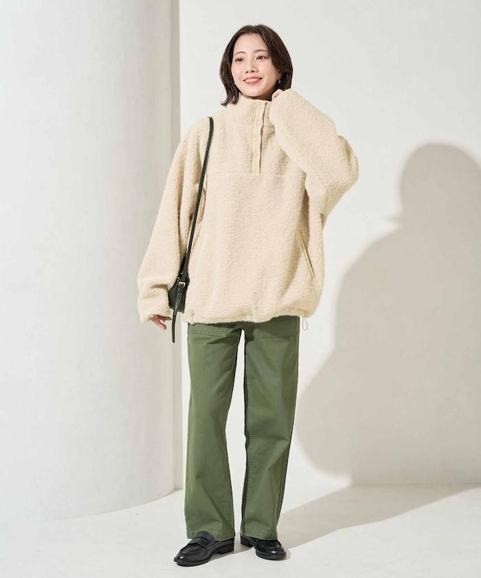 馬卡龍絨毛按扣套頭衫