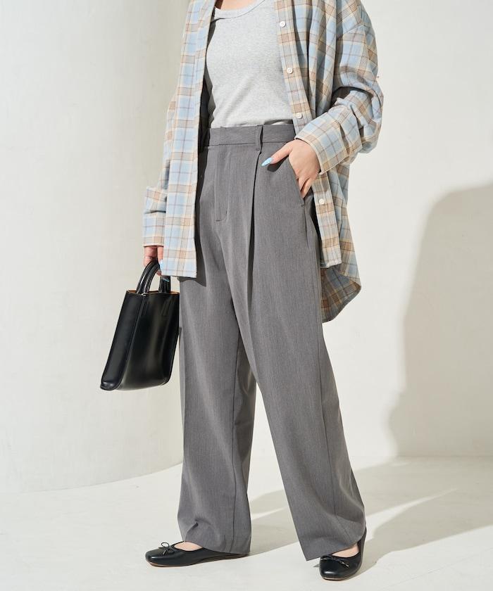 褶皺直筒褲(西裝褲)