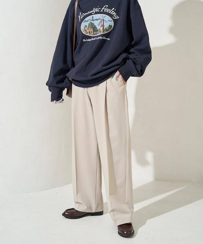 褶皺直筒褲(西裝褲)