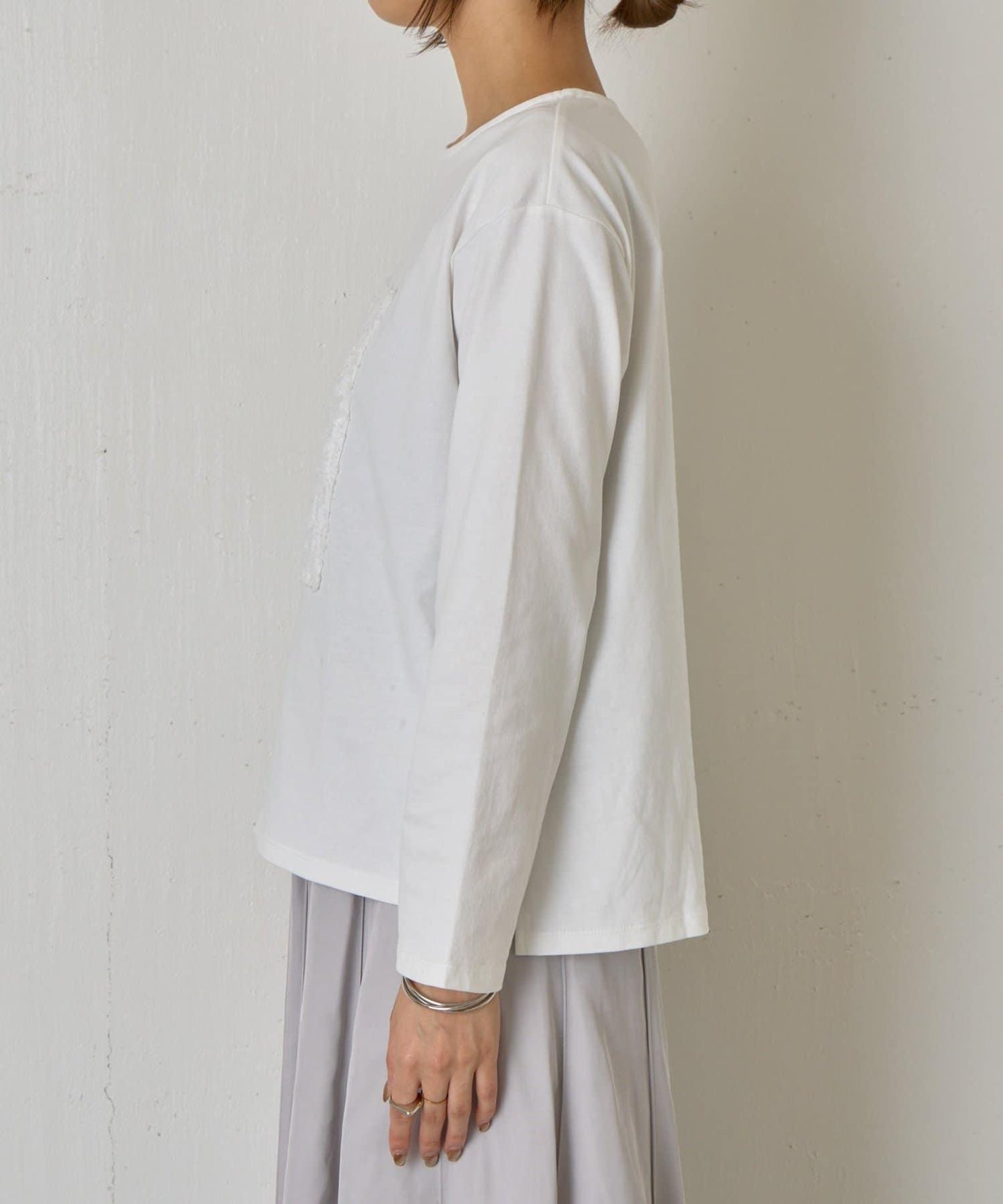 剪裁提花長袖T恤