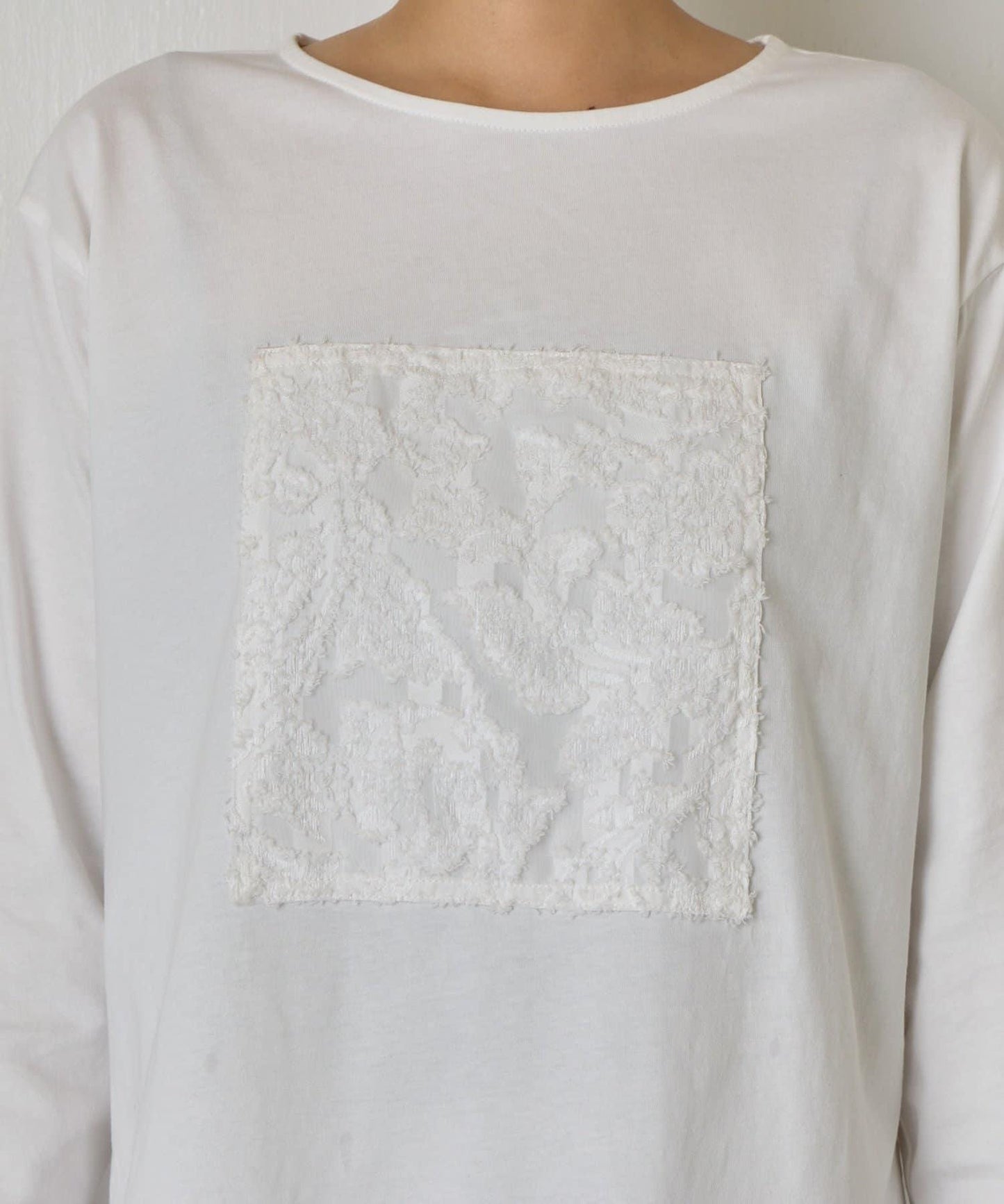 剪裁提花長袖T恤