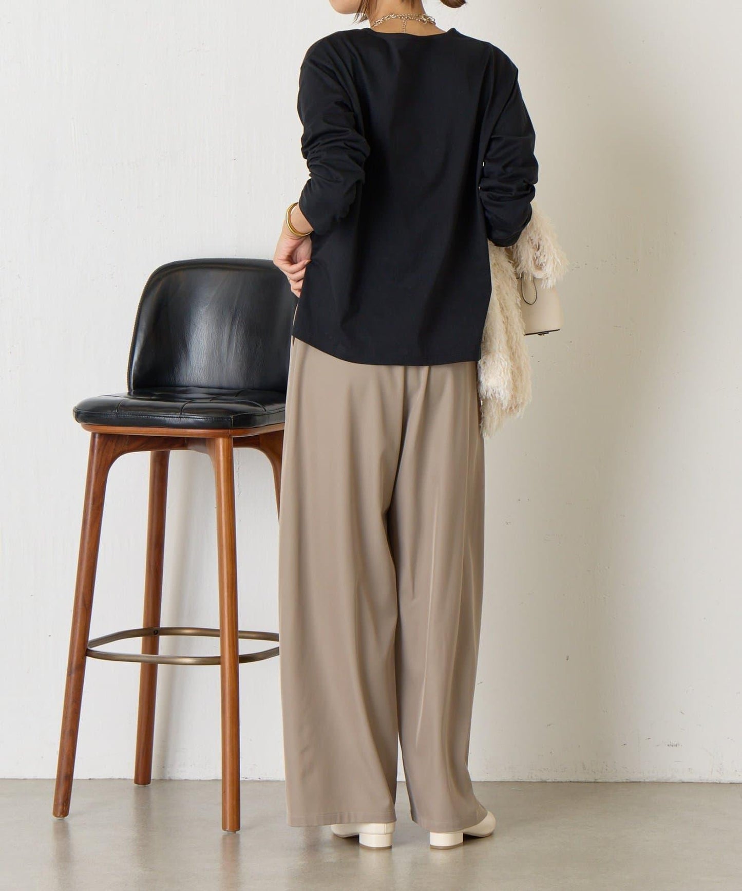 剪裁提花長袖T恤