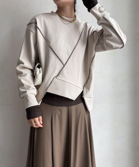 衛衣布拼色縫線拼接上衣