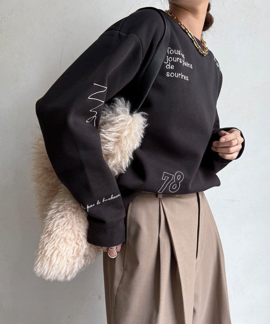 加絨隨機刺繡標誌衛衣