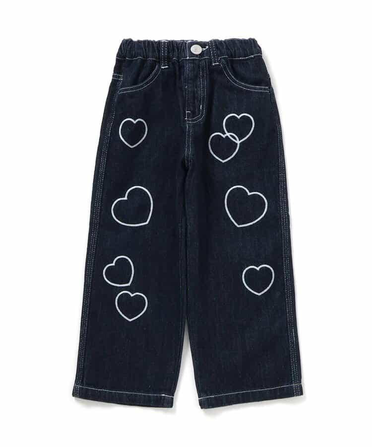 鏈式刺繡寬鬆牛仔褲