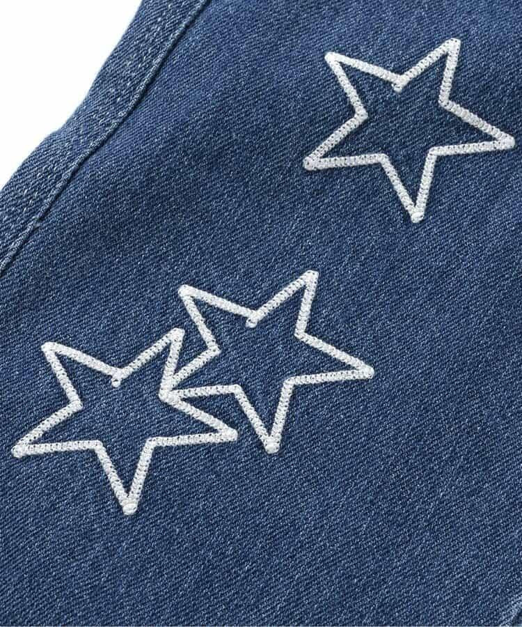 鏈式刺繡寬鬆牛仔褲