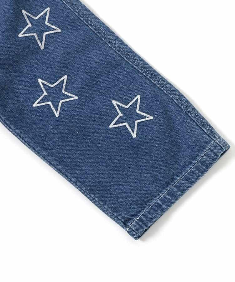 鏈式刺繡寬鬆牛仔褲