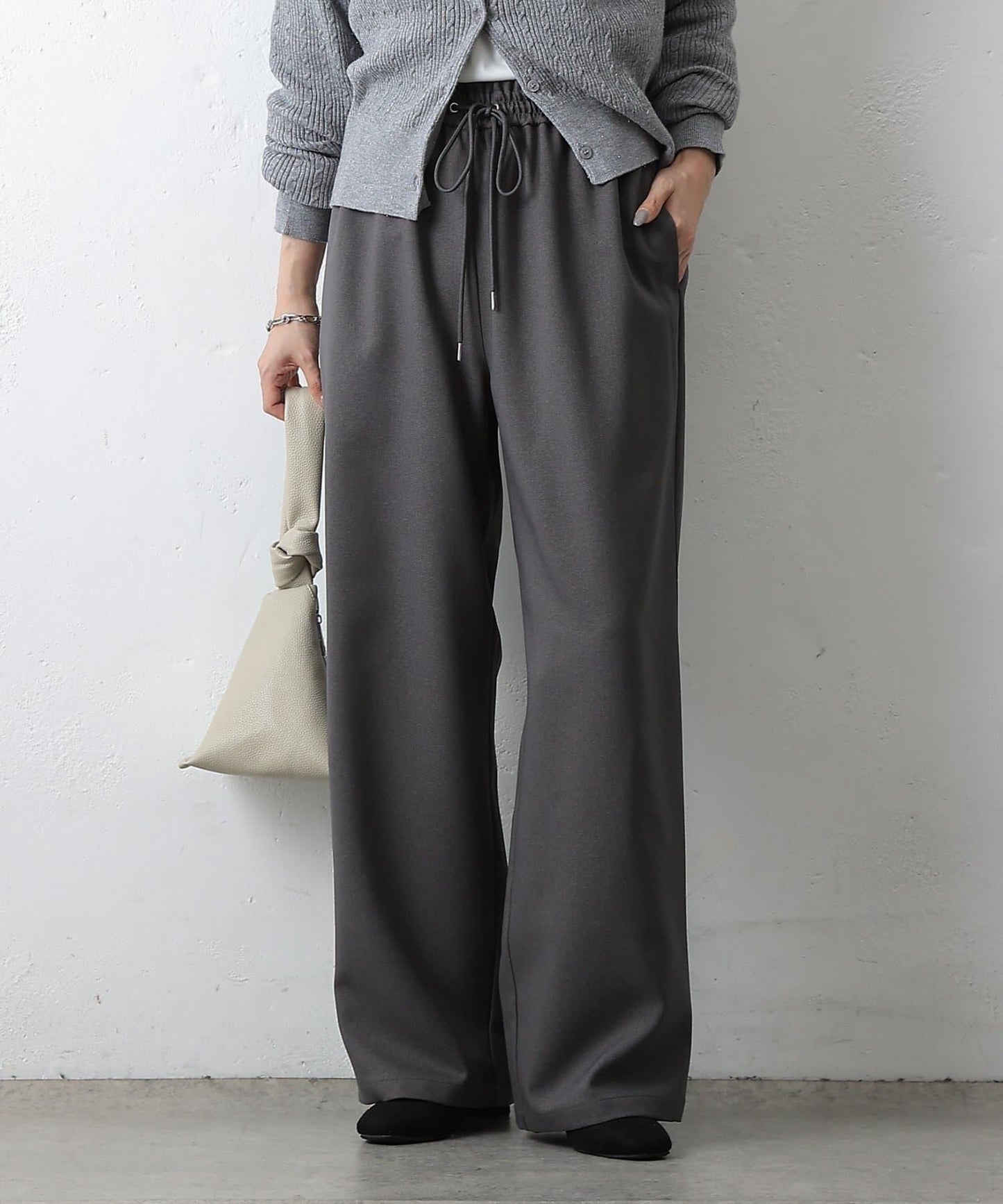 羊毛感休閒寬腿褲