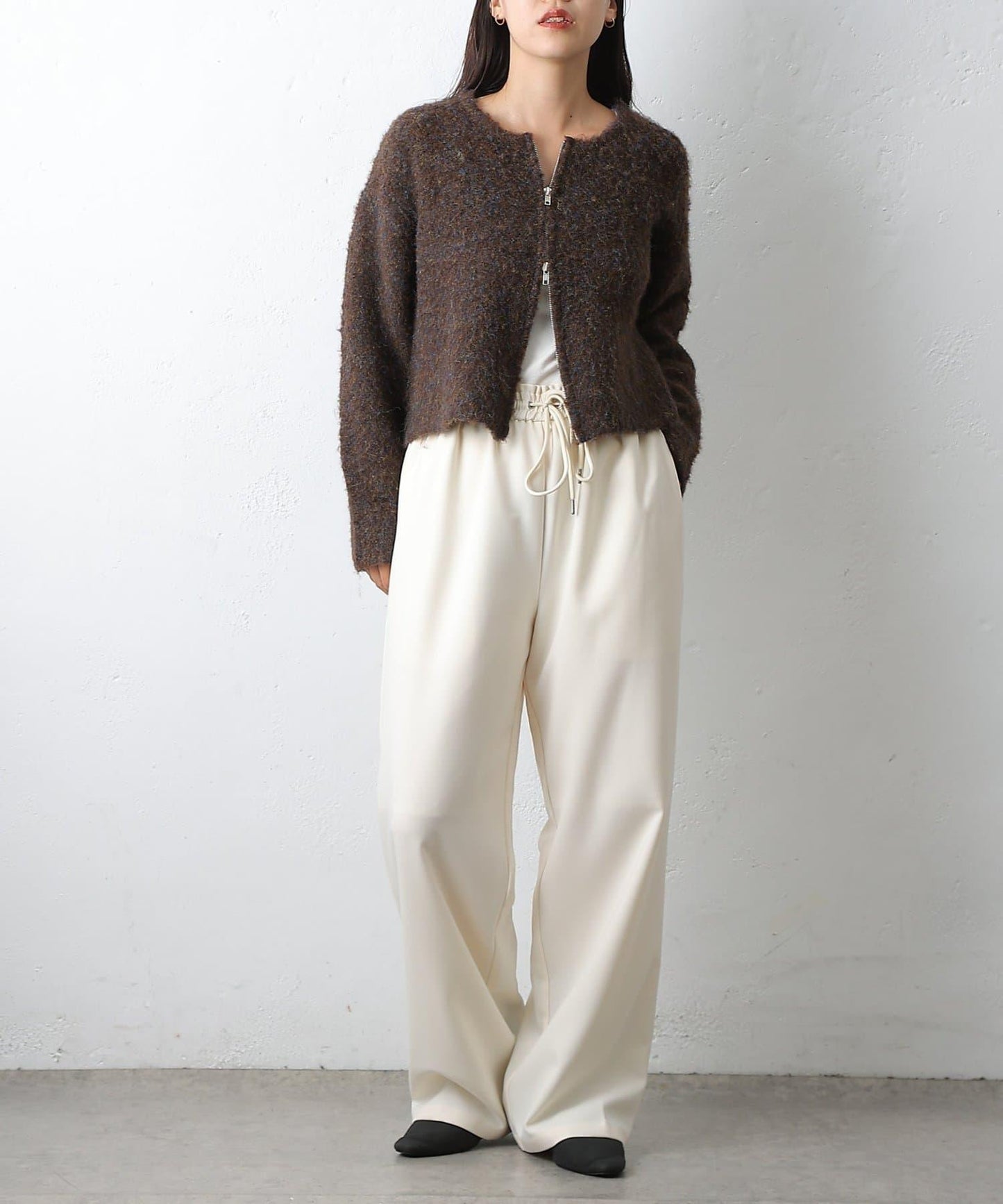 羊毛感休閒寬腿褲