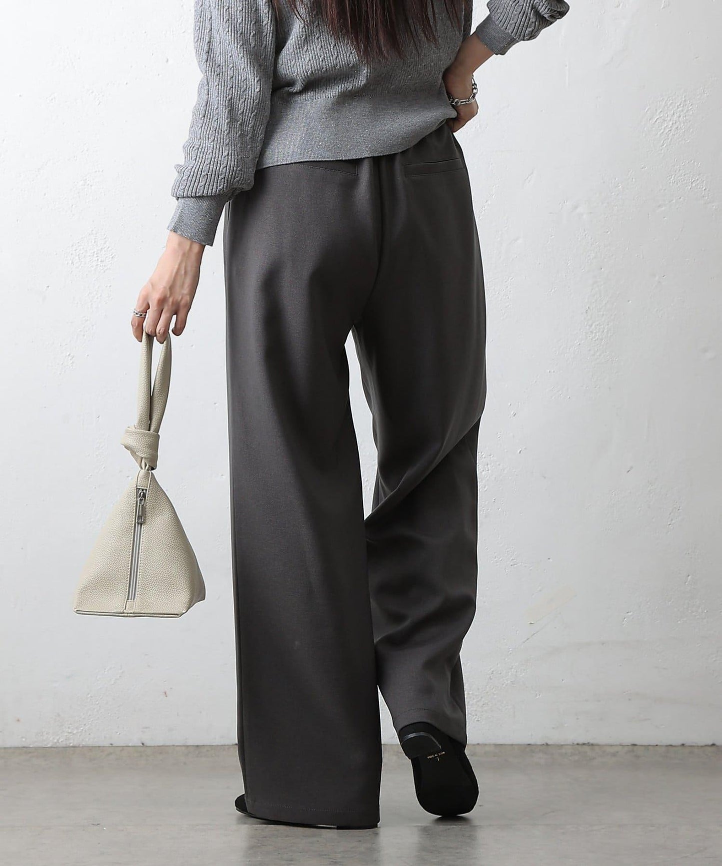 羊毛感休閒寬腿褲