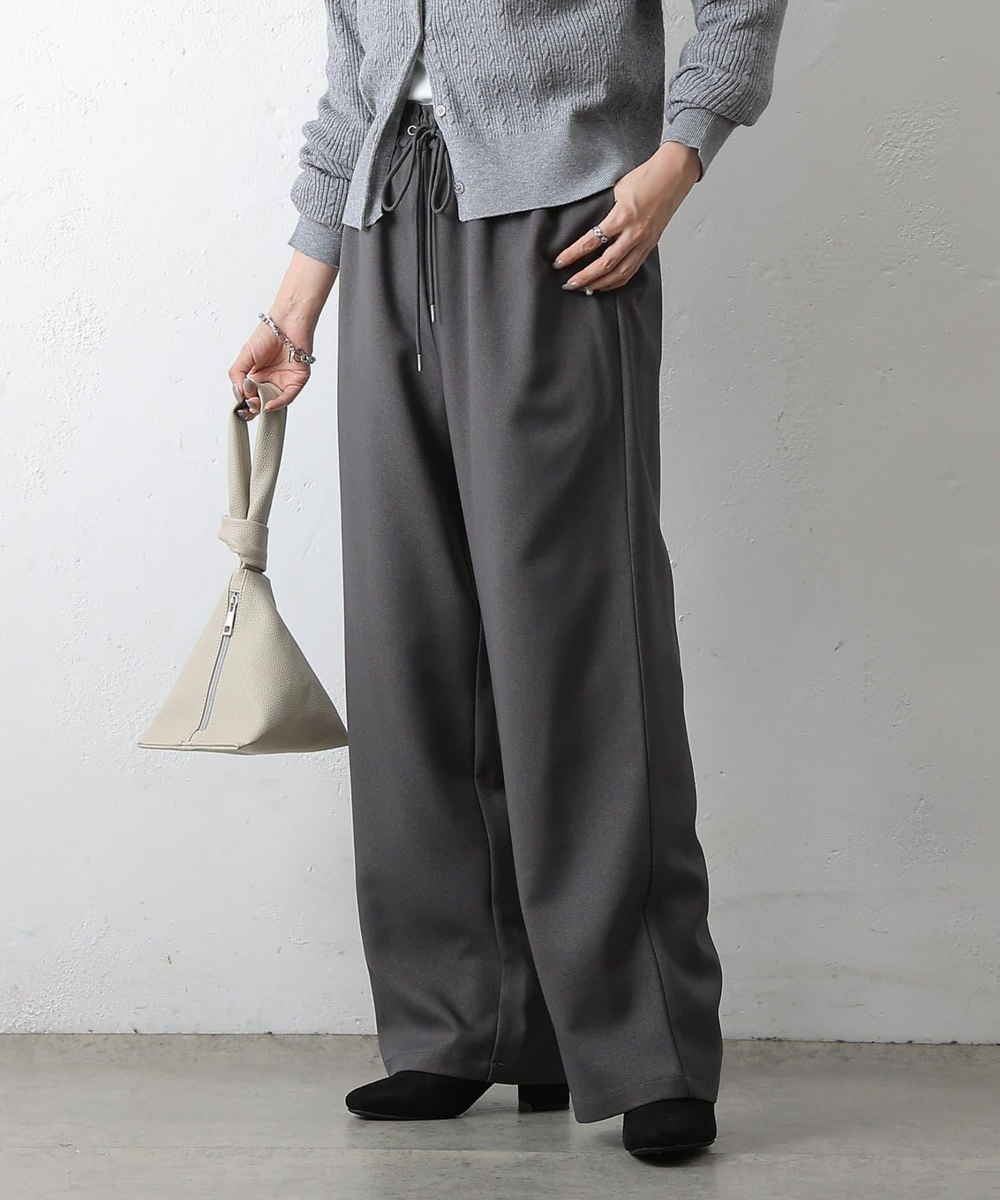 羊毛感休閒寬腿褲