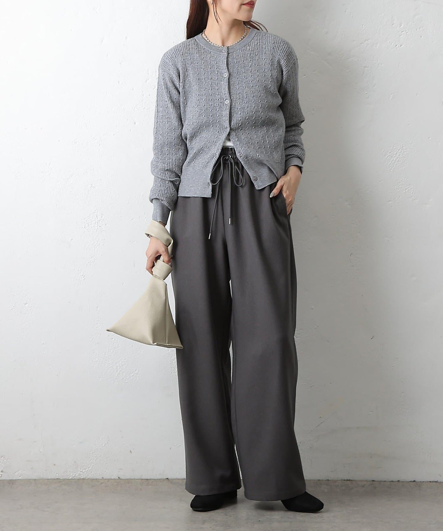 羊毛感休閒寬腿褲