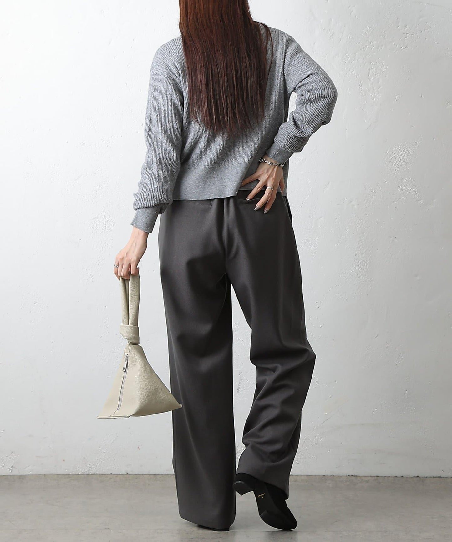 羊毛感休閒寬腿褲