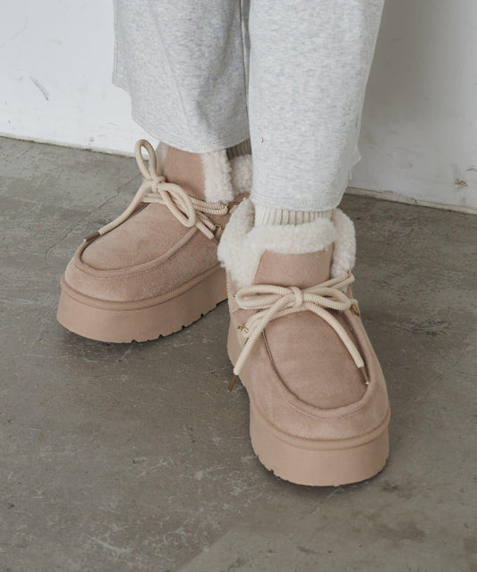 厚底羊羔絨華拉比鞋