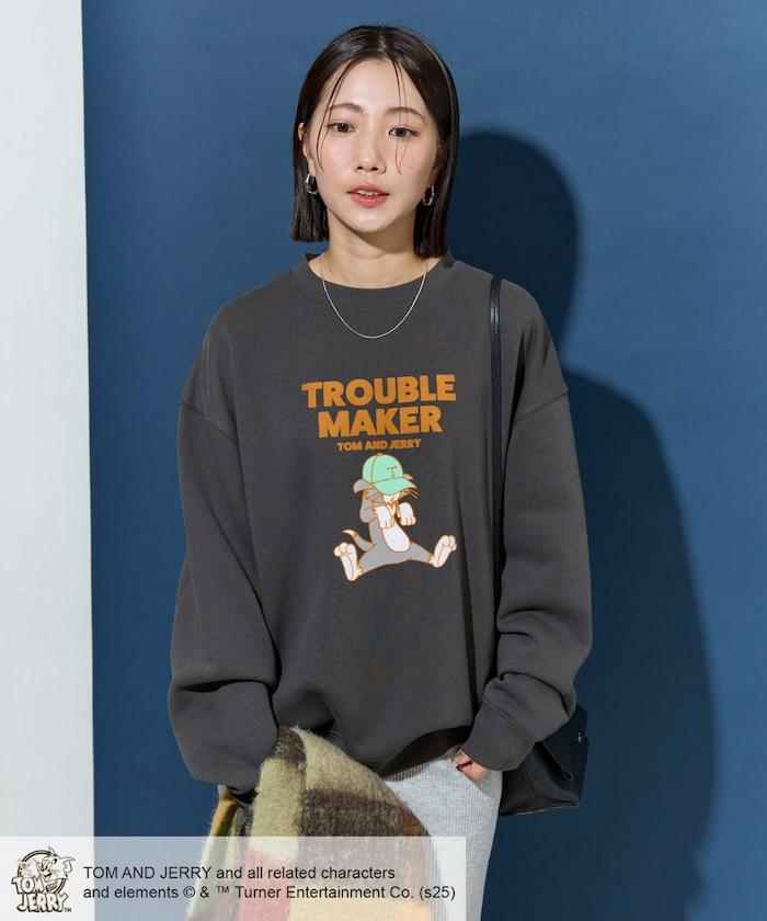 TOM AND JERRY / 《貓和老鼠》絨面印花標誌衛衣