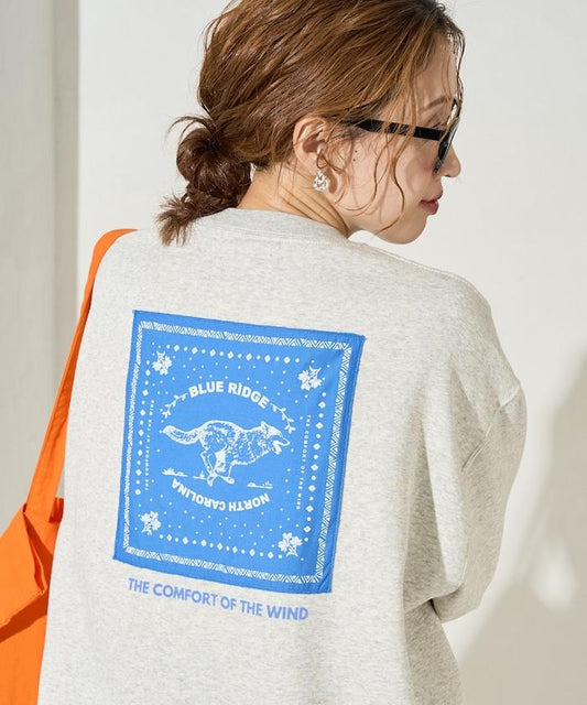 拼接頭巾圖案植絨印花衛衣