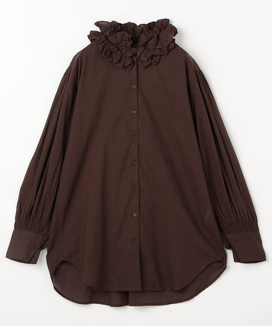 棉質荷葉邊領襯衫