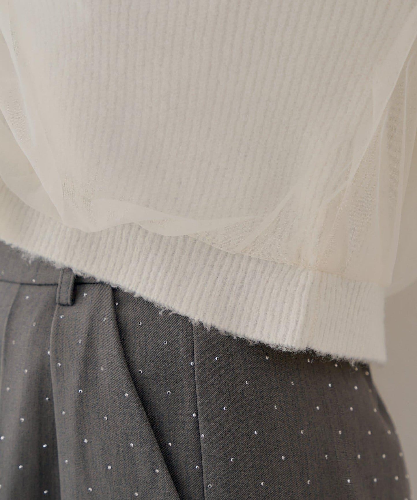 【Chico】網紗層疊蓬鬆針織衫