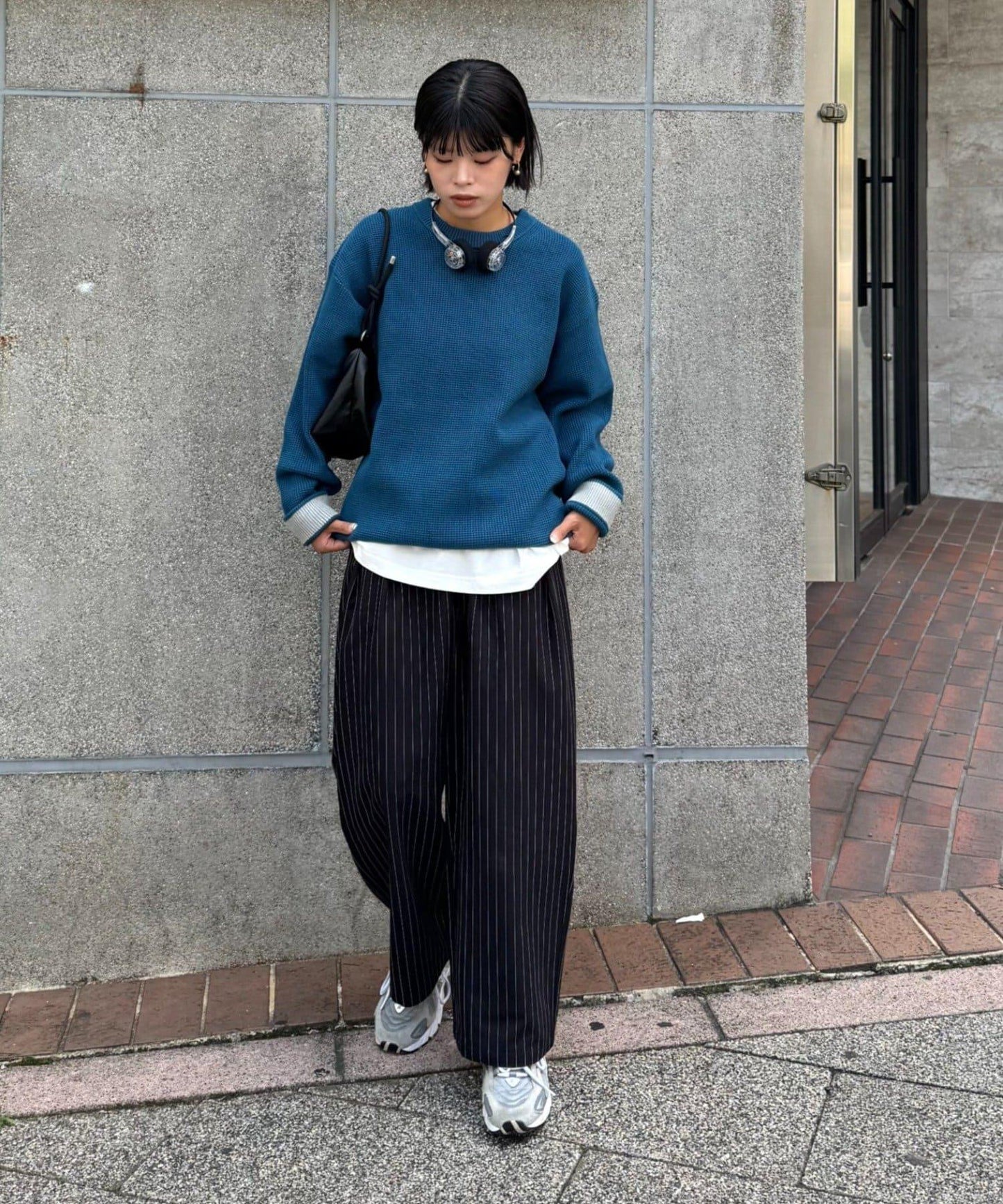 【不易變形・易於打理】修身運動風華夫格針織套頭衫